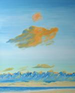 Two Floating Orange Clouds